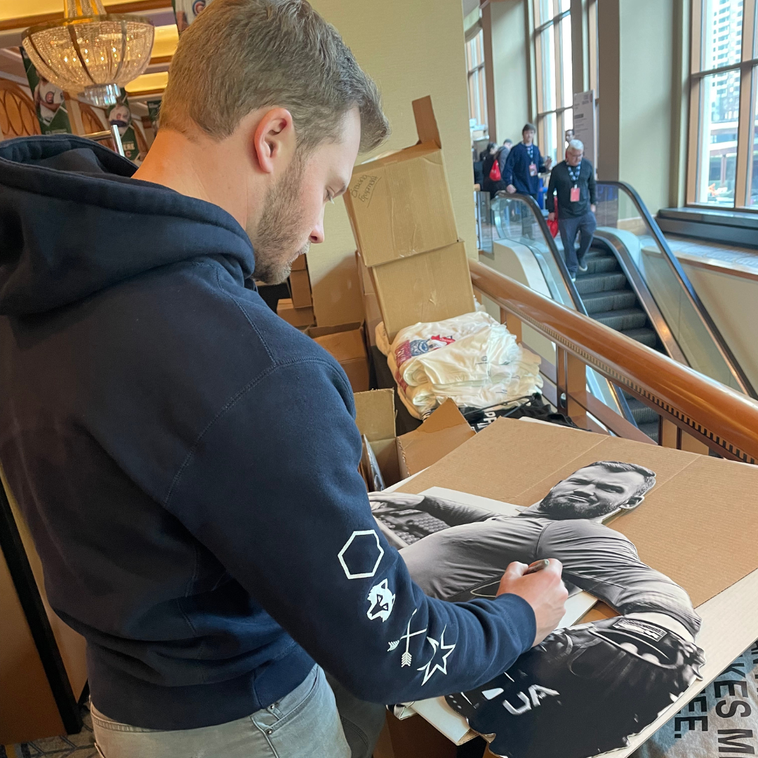 "What Fuels Ian Happ" Connect Roasters Cardboard Standee