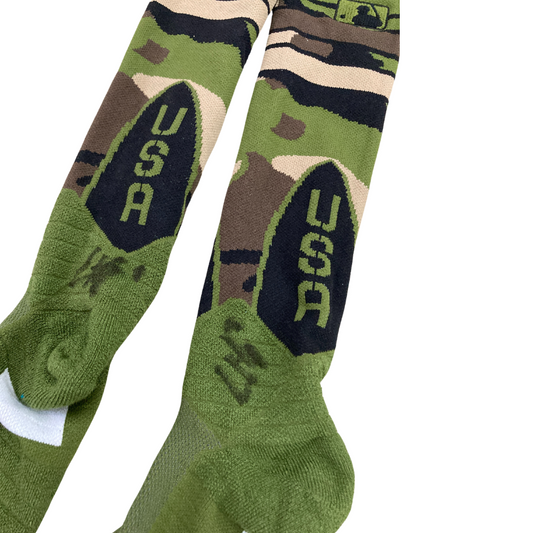 Ian Happ Game Used and Signed "Armed Forces Day" Socks