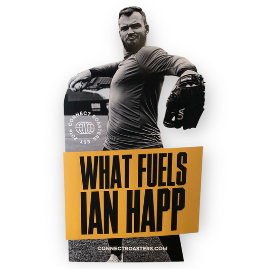 "What Fuels Ian Happ" Connect Roasters Cardboard Standee